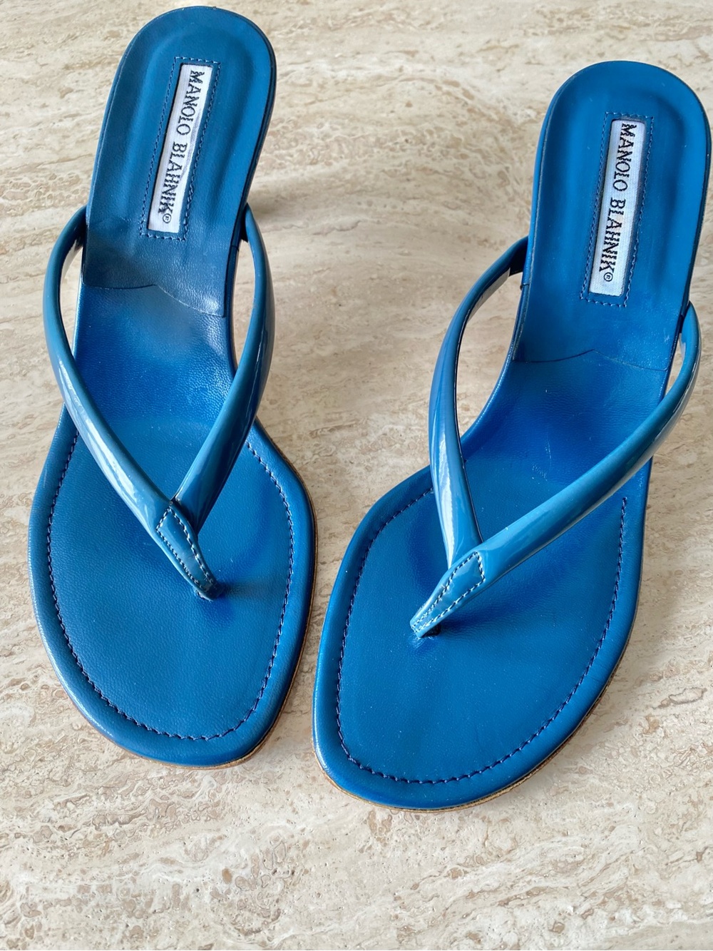 Vintage Manolo Blahnik Thong Sandal Heels - Picture 5 of 9